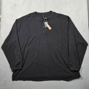 NEW SKIMS Jersey Lounge Relaxed Henley Mens 3XL Obsidian Black Causal Athleisure